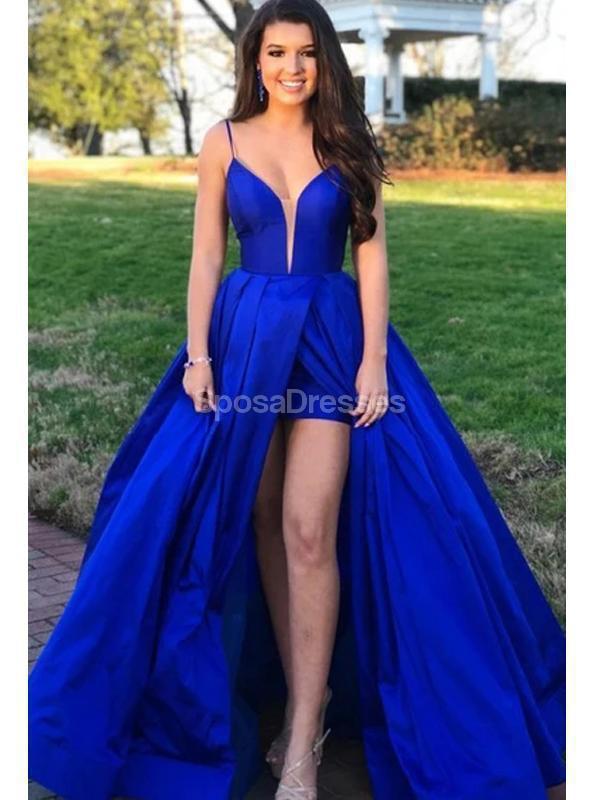 Sexy Backless Royal Blue A-Line Long Evening Prom Dresses, Evening Party Prom Dresses, 12297Mais informações
