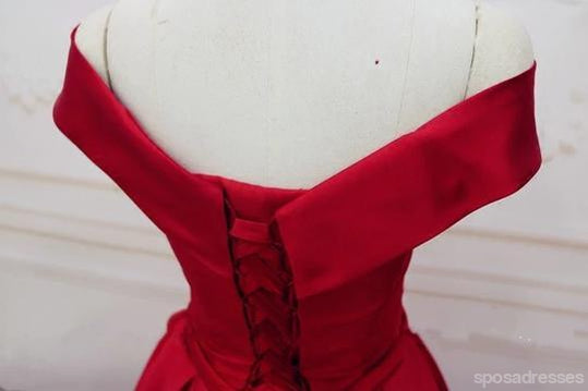 Einfache Rote Schulterfrei eine Linie lange Benutzerdefinierte Abendkleider, 17418