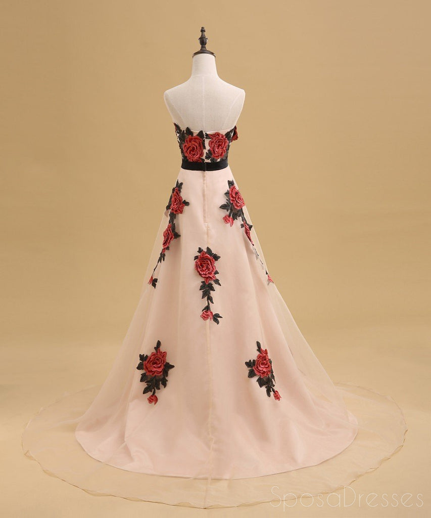 Γλυκιά μου χειροποίητο Λουλούδι Μια γραμμή Μακρύ Βράδυ Φορέματα Prom, 17629