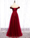 Casquette Rouge Sparkly Tulle Long Cheap Evening Prom Robes, Robes de bal soirée, 12329