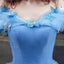 Princesa azul de ombro alinha vestidos de baile para os estudantes da tarde longos, 16 vestidos doces baratos, 18344