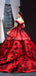 Robes de bal longues de soirée de robe de bal rouge d'épaule, robes de bal de soirée, 12259