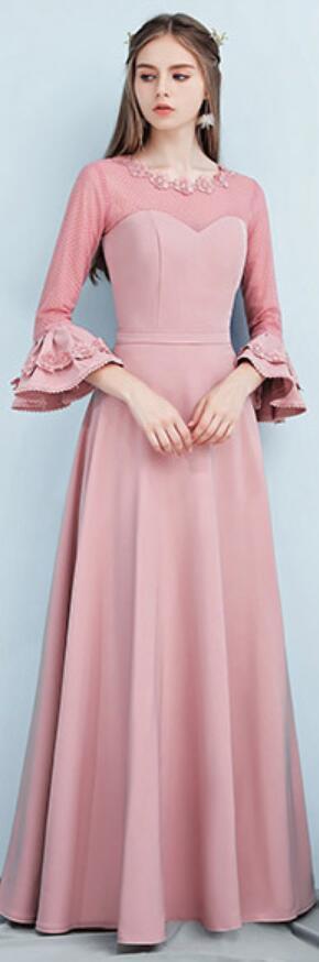 Dusty Pink bodenlange nicht übereinstimmende einfache billige Brautjungfernkleider Online, WG517