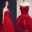 Impressionante vermelho tule querida apliques de renda até vestidos de baile, WD0150