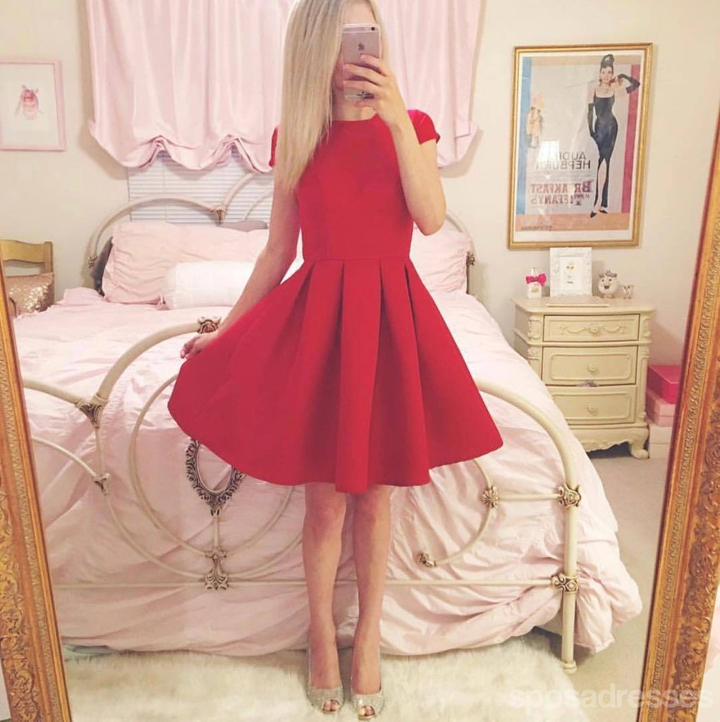 Manches courtes Simple Cheap Short Rouge Dresses de retour en ligne, CM534
