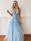 Φτηνές Μπλε Δαντέλα Μια γραμμή Μακρύ Βράδυ Φορέματα Prom, Βράδυ Πάρτι, Φορέματα Prom, 12228