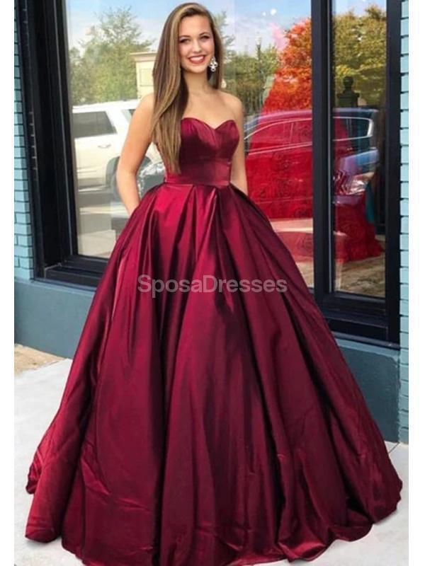 Σκούρο Κόκκινο Καρδούλα A-line Long Evening Prom Φορέματα, Βραδινά Κόμμα Prom Φορέματα, 12300
