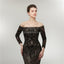 Hors épaule manches longues noir sirène scintillante longues robes de bal de soirée, robes de soirée de bal, 12014