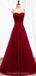 Spaghettiträger Rote A-Linie Lange Abendballkleider, Abendparty Abendkleider, 12334
