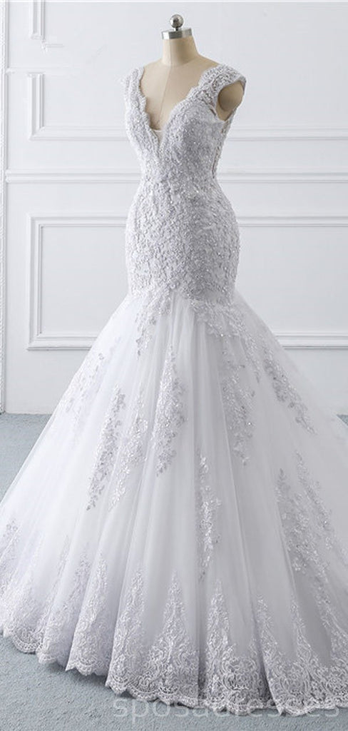 Mangas Laço Branco em Vestidos de Casamento On-line, Baratos Vestidos de Noiva, WD511