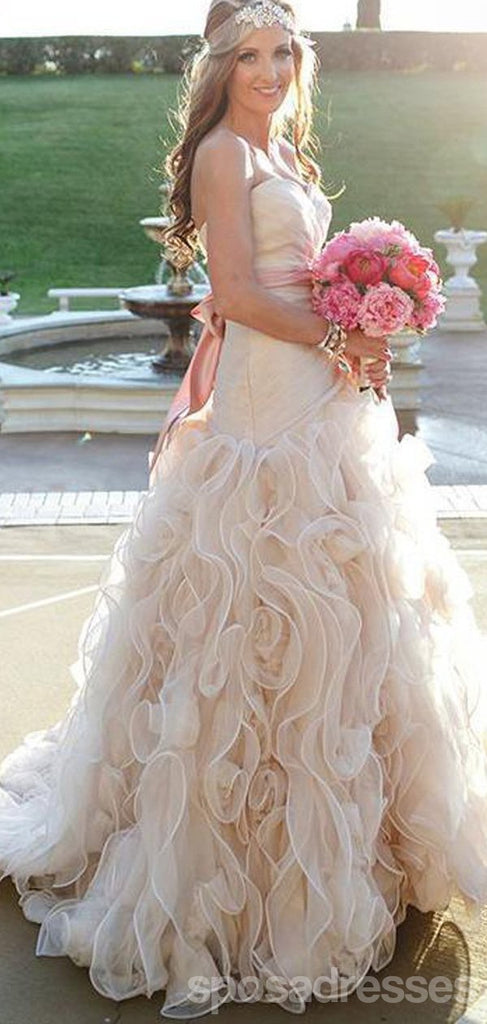 Vestidos De Noiva Baratos De Strapless Online, Ruffle ALine Bridal Vestidos, WD443