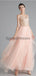 V Neck Peach A-line Gold Bodice Abend Prom Dresses, Abend Party Prom Dresses, 12120