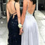 Sexy Backless Gray Sequin Tulle Long Evening Prom Dresses, Popular Cheap Long 2018 Party Prom Dresses, 17290