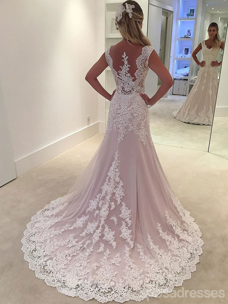 Lace Strapless A-line Δείτε φθηνά γαμήλια φορέματα στο διαδίκτυο, WD339