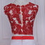 Duas Partes Mão de Cadarço Vermelha Flor Feita Uma linha Vestidos de Baile para os estudantes da Tarde Longos, 17556