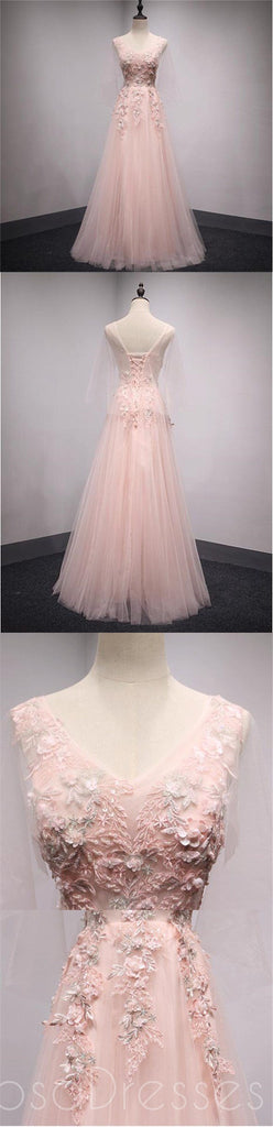 Β Neckline Δαντελλών Ροδάκινων Φορέματα Prom Βραδιού, Δημοφιλή Δαντέλα Κόμμα Φορέματα Prom, Συνήθεια Μακριά Φορέματα Prom, Φτηνές Επίσημα Φορέματα Prom, 17188
