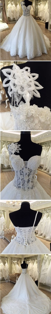 Exclusivo Design de Um Ombro só Ver Através de Uma linha Lace Tule Vestidos de Noiva, WD0172