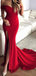 Einfache rote Meerjungfrau Seite Schlitz aus Schulter lange Abend Ball kleider, billig süß 16 Kleider, 18441