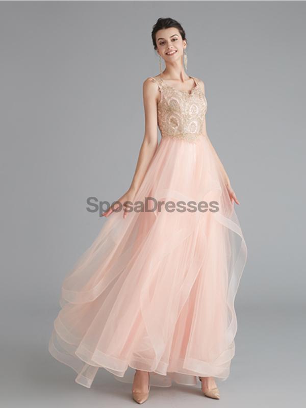 V Peach Peach A-line Gold Bodice Evening Prom Dresses, Dresses Prom Party Evening, 12120