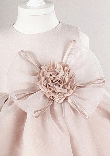 Staubiges rosa Satintüllschwirren Blumenmädchenkleider, schöne kleine Mädchenkleider mit dem Blumenbogen, FG030