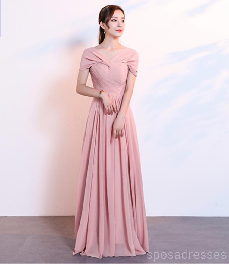 Blush Pink Floor Μήκος Παραπλανητικό Chiffon Φτηνές Bridesmaid Φορέματα Online, WG534