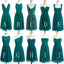 Cerceta gaze verde comprimento de joelho de estilos diferente mal combinado vestidos de dama de honra curtos baratos, WG185