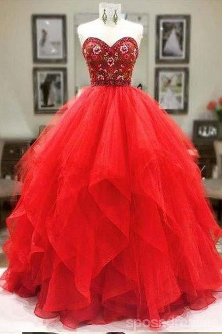 Querida vermelho vestido de baile longos vestidos de baile, barato personalizado doce 16 vestidos, 18556