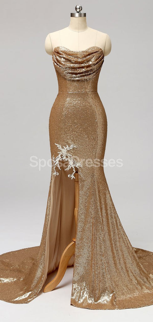Querida lantejoula ouro sereia baratos dama de honra vestidos on-line, WG597