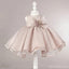 FrFR Robe de petit enfant en satin rose en zippé, jolie robe de petite fille avec un nœud papillon, fg030