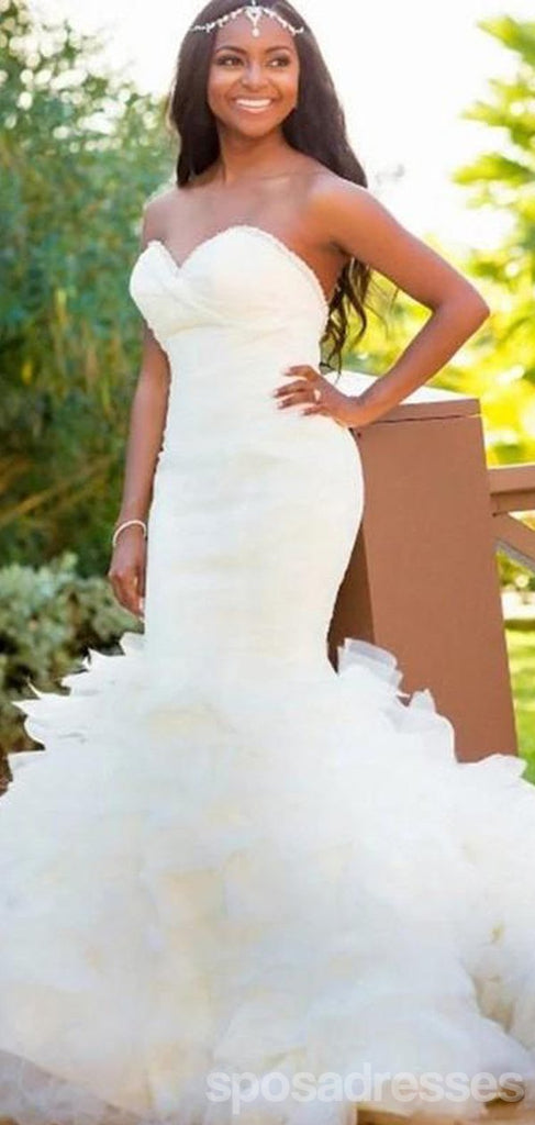 Simples Strapless querida sereia vestidos de casamento on-line, WD404