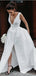 Simples com decote em v uma linha lateral fenda vestidos de casamento baratos on-line, vestidos de noiva exclusivos baratos, WD605