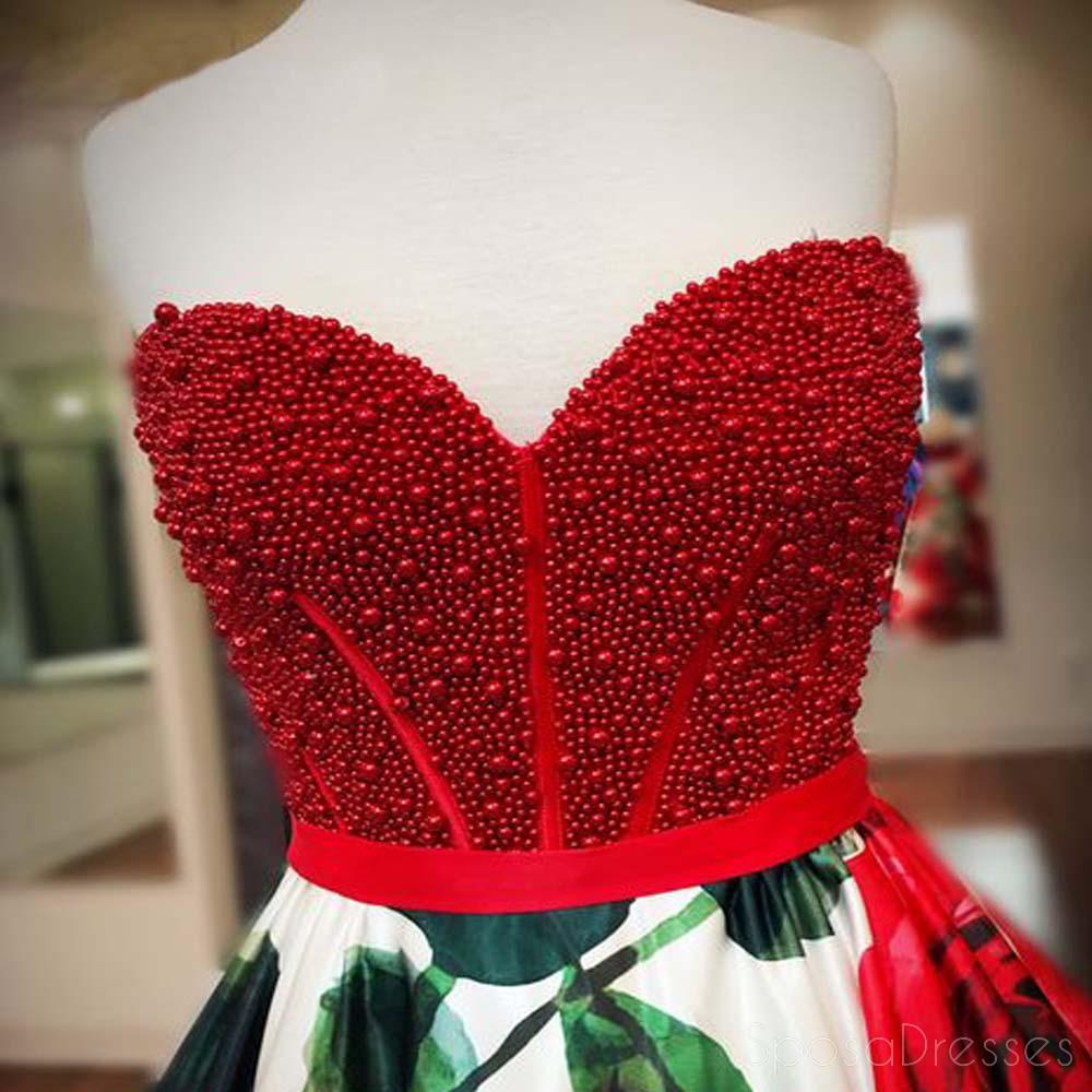 Querida vermelho frisado flor uma linha longos vestidos de baile, barato doce 16 vestidos, 18348
