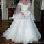 Popular de ombro muito tempo alinham topo de cadarço tule branco vestidos de casamento enfeitados com contas, WD0191