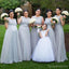 Ασημί Τούλι Κομψό Μακρύ Φτηνά Γαμήλια Πάρτι Παράνυμφος Φορέματα για τις Έγκυες Κορίτσια, WG192
