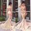 Sexy Mermaid Gold Spitzenabend Prom Dresses, Long Deep V Neckline Party Prom Kleid, Custom Long Prom Dresses, Billig Formal Prom Dresses, 17071