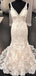 Sexy Backless V Neck Lace Mermaid Robes de mariée en ligne, Robes de mariée bon marché, WD636