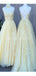 Κίτρινο Lace Applique Φορτωμένο Βραδινά Χορός Χορός, Βραδινά Κόμμα Prom Φορέματα, 12272