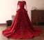 Long Sleeves Lace Dark Red Evening Prom Φορέματα, Φτηνές Προσαρμοσμένα Γλυκά 16 Φορέματα, 18533