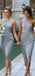 One Shoulder Grey Short Bridesmaid Dresses Online, Cheap Bridesmaids Dresses, WG739