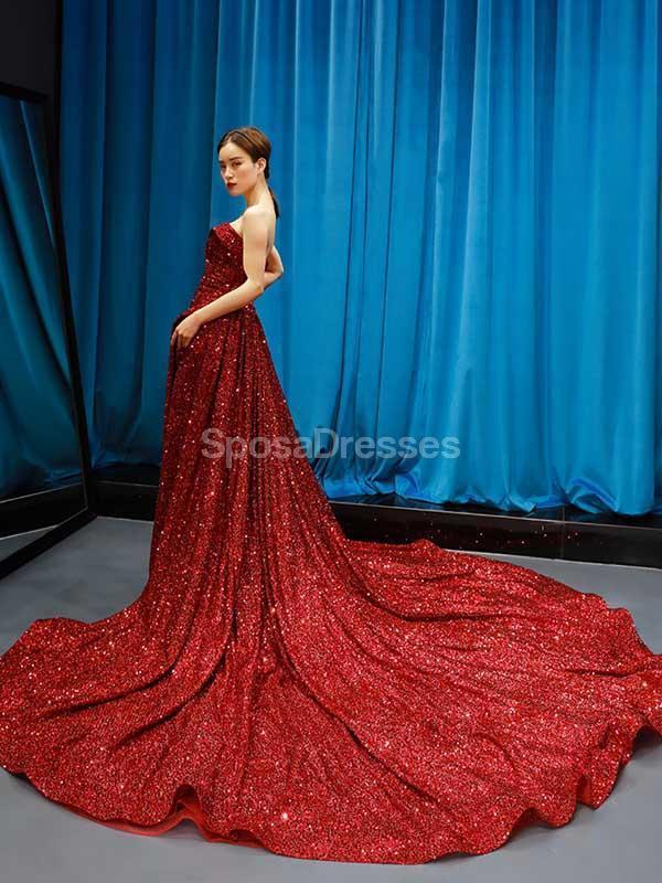 Sweetheart Red Sequin Sparkly Long Evening Prom Robes, Robes de bal soirée, 12231