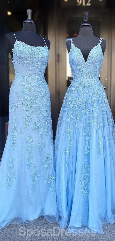 Sexy Blue Lace frisado barato Evening Prom Dresses, Evening Party Prom Dresses, 12202