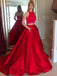 Simples Cheap Elegant Fashion Sexy Two Pieces Uma Linha personalizada Red Long Evening Dresses, 17360