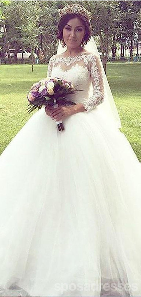 Δημοφιλή γραμμή Φθηνή Μακρύ Μανίκι Δαντελλών Γαμήλια Φορέματα σε απευθείας Σύνδεση, WD425