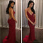Σκούρο Κόκκινο Σέξι Γοργόνα Φορέματα Prom Βραδιού, Μακρύ Εξώπλατο Κόμμα Φόρεμα Prom, Συνήθεια Μακριά Φορέματα Prom, Φτηνές Επίσημα Φορέματα Prom, 17124