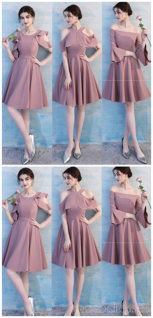 La demoiselle d'honneur bon marché simple mal assortie courte rose poussiéreuse unique s'habille en ligne, WG511