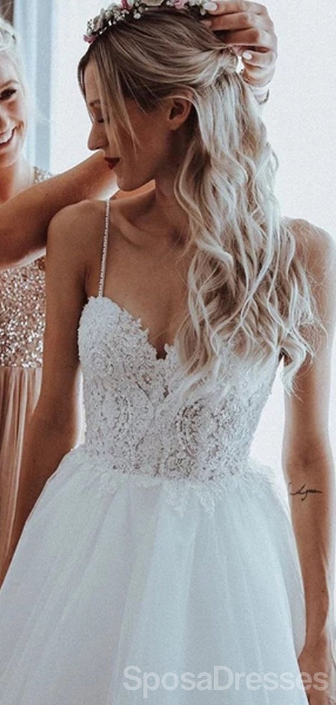 Spaghettiriemen richten rückenfreie preiswerte Hochzeitskleider einzigartige preiswerte Online-Brautkleider, WD606 aus