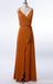 Robes de demoiselle d'honneur pas cher orange brûlé bretelles en ligne, WG267