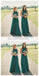 Φτηνές Halter Πράσινο Σιφόν Συνήθειας Μακριά Φορέματα Παράνυμφων, WG221