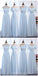 Robes de demoiselle d'honneur en mousseline de soie de longueur de plancher bleu pâle dépareillées en ligne, WG538