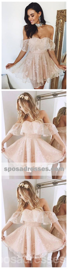 Bonito Off Ombro Renda Curto Homecoming Dresses Online, CM540